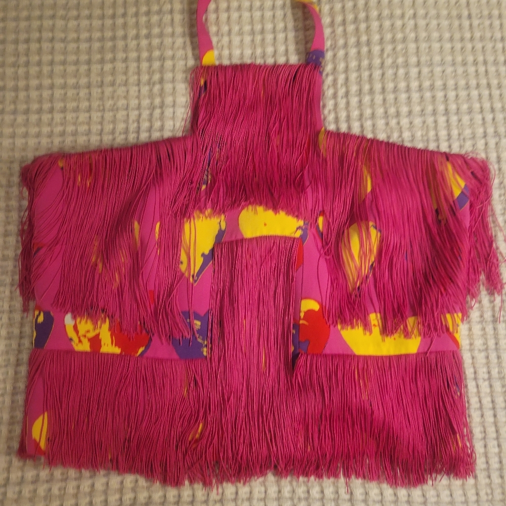 Pink fringe heart print Versace for H&M top